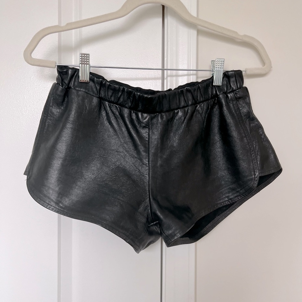 Daniel Avakian Leather Black Drawstring shorts